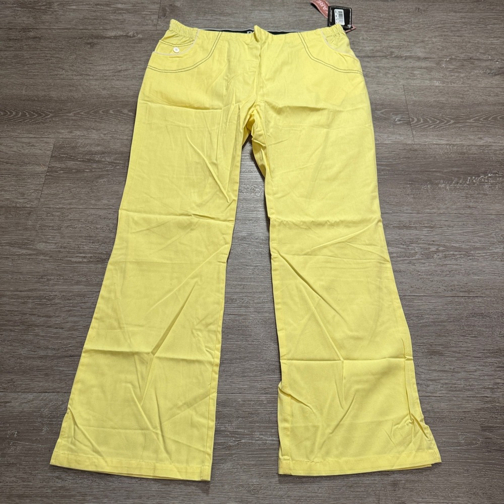 Dickies Scrub Pants Women XL Yellow Cotton Flare Leg Medical Uniform 36x30 Nurse